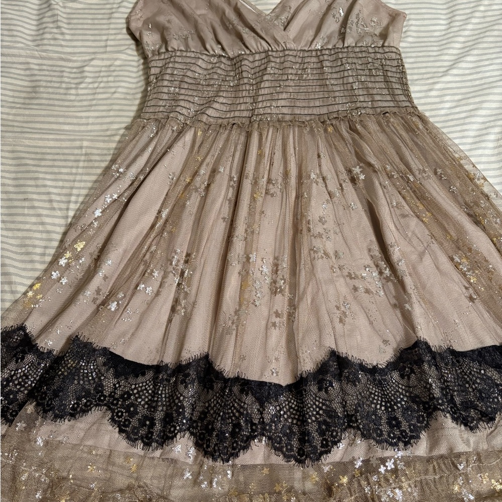 Elegant Dress with Lace Trim